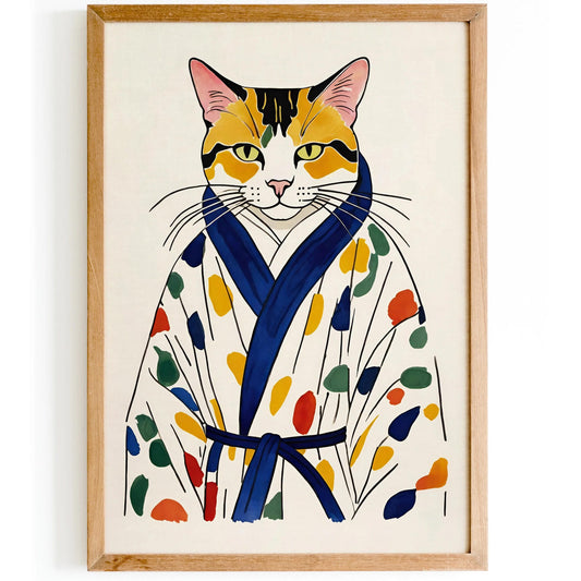 Calico Cat in Kimono Print