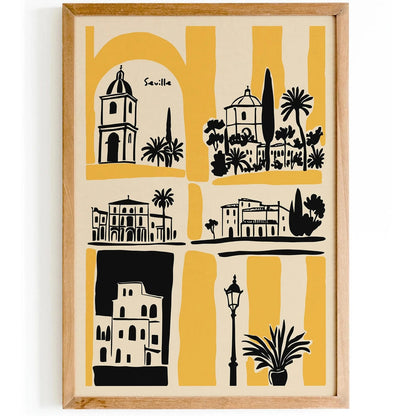 Seville Spain Cityscape Yellow Poster