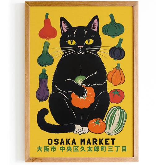 Osaka Market Retro Cat Poster