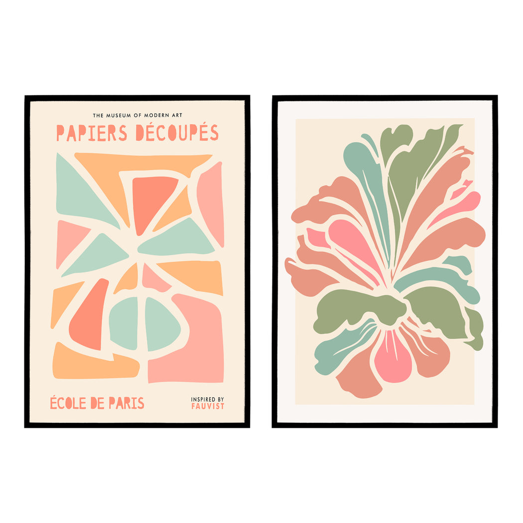 Set of 2 Pastel Papiers Decoupes Poster