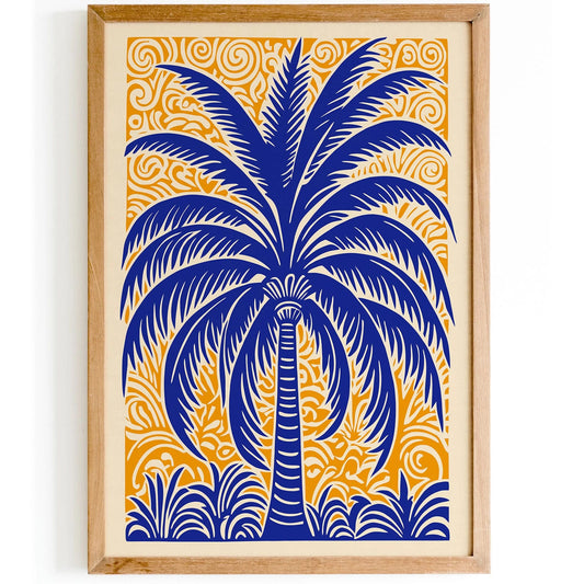Blue Big Palm Tree Wall Art Decor
