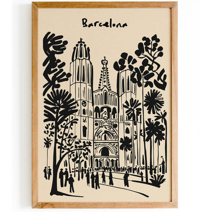 Barcelona Architecture Sketch Art Print