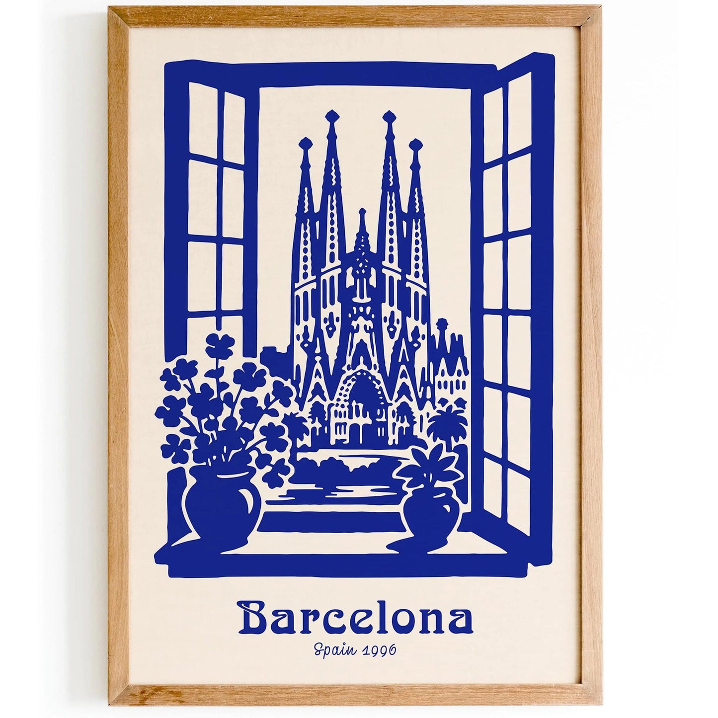 Barcelona Spain Scenic Art Print - Blue Travel Poster