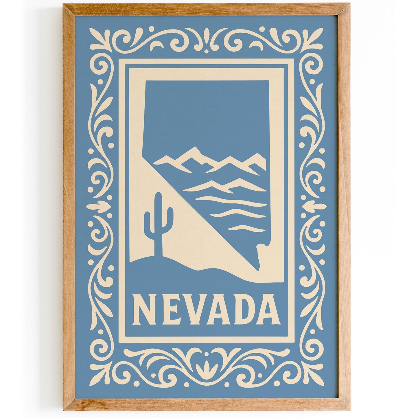 Nevada Travel Poster Icy Blue Wall Art Print