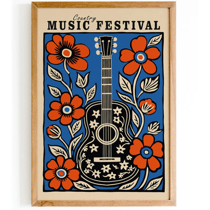 Blue Country Music Art Print