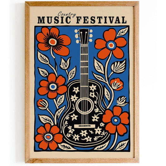Blue Country Music Art Print