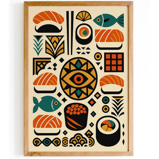 Bohemian Abstract Sushi Wall Art Print