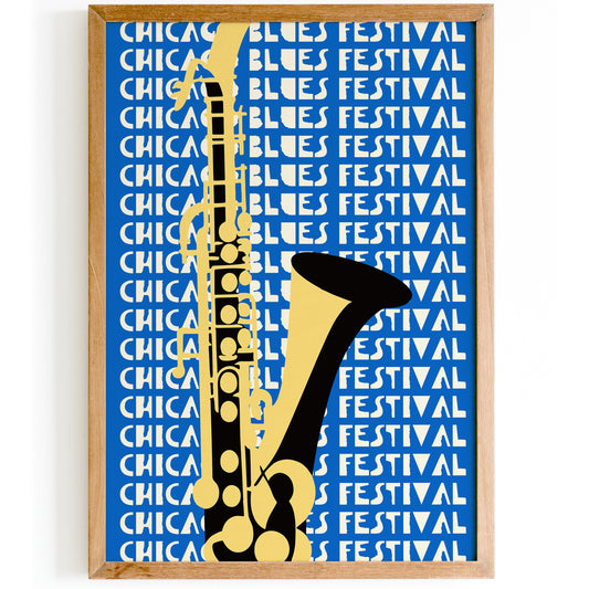 Chicago Blues Festival Retro Poster