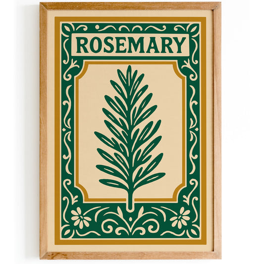 Rosemary Herb Poster - Rococo Style Kitchen Wall Decor