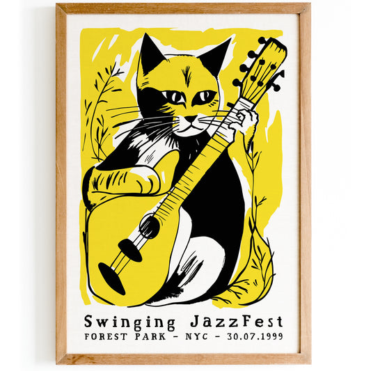 NYC Jazz Fest - Yellow Cat Wall Art Poster