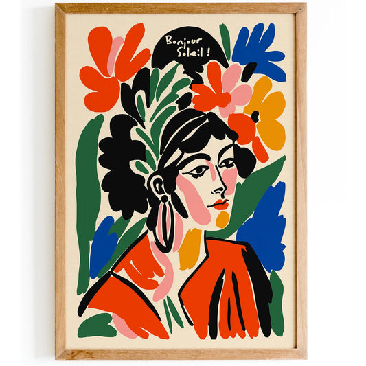 Bonjour Soleil – Colorful Woman Wall Art Poster