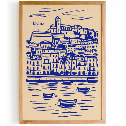 Ibiza Spain Blue Cityscape Travel Poster
