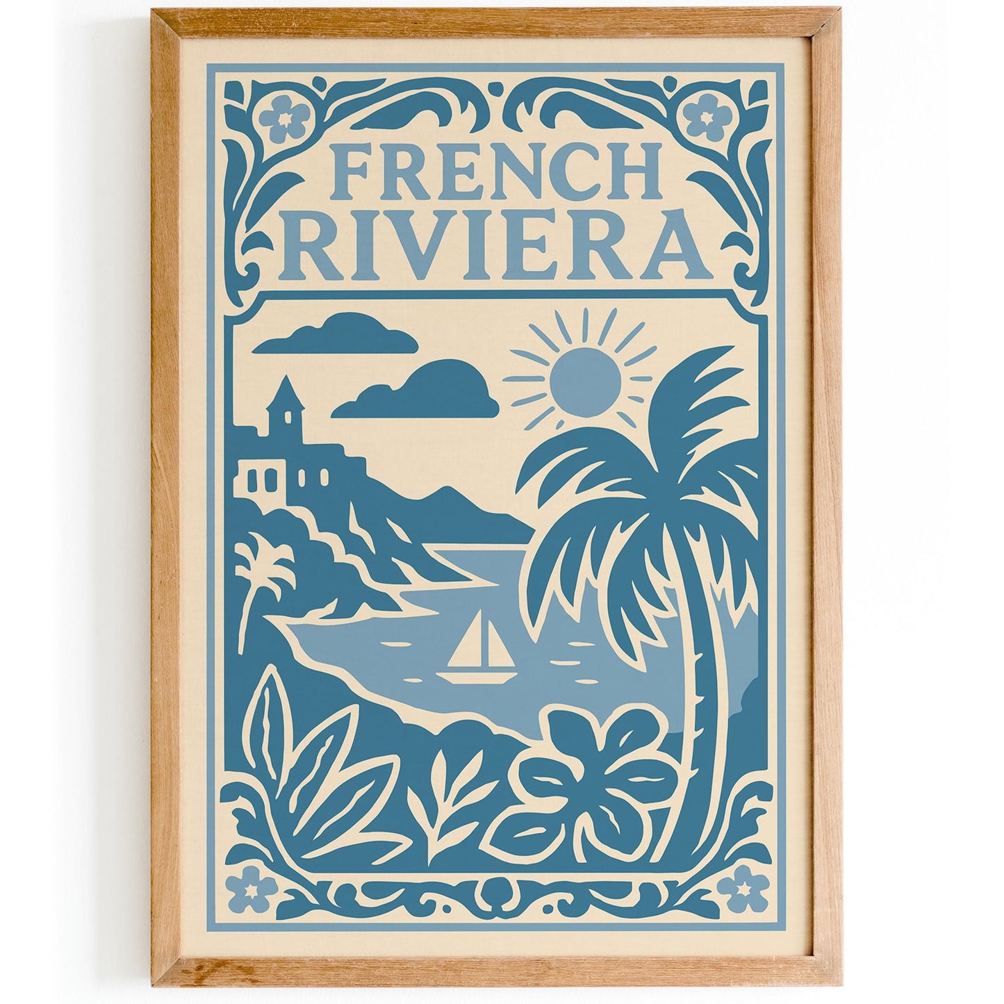 French Riviera Poster - Icy Blue Coastal Wall Art