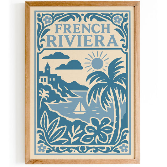 French Riviera Poster - Icy Blue Coastal Wall Art