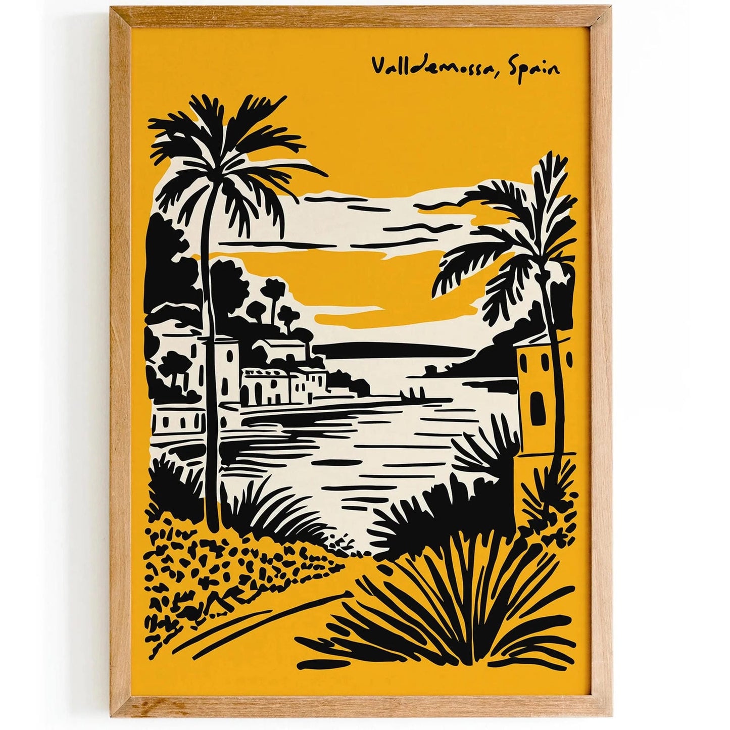 Valldemossa Spain Yellow Travel Poster