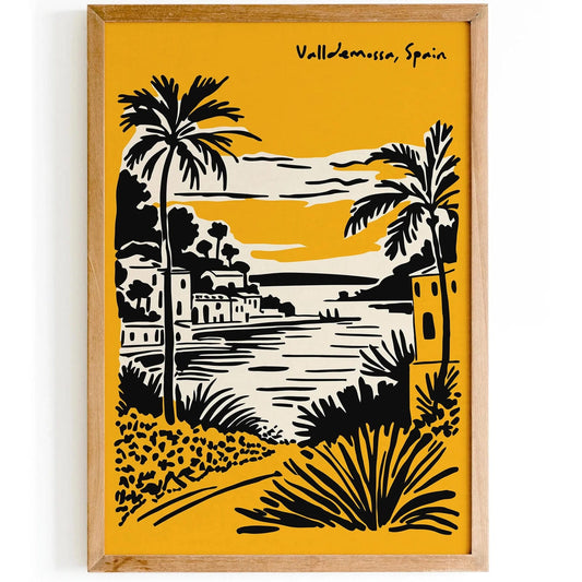 Valldemossa Spain Yellow Travel Poster