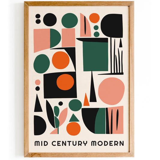 Mid Century Modern Geometric Poster 2024