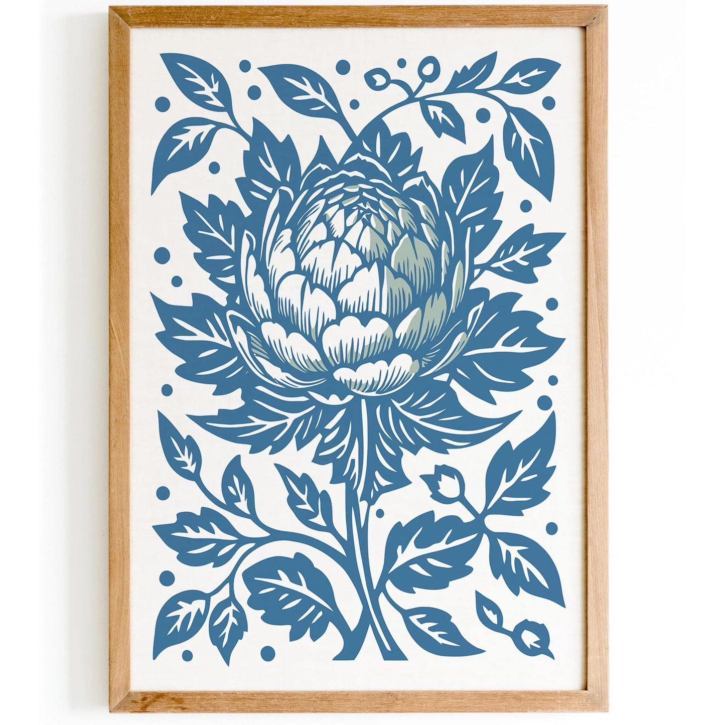 Blue and White Artichoke Modern Print