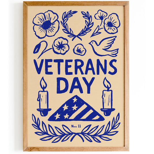 Veterans Day November 11 Blue Poster