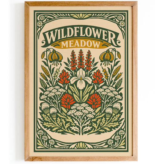 Vintage Wildflower Meadow Botanical Poster