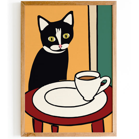 Coffee Cat Barista Wall Art Print