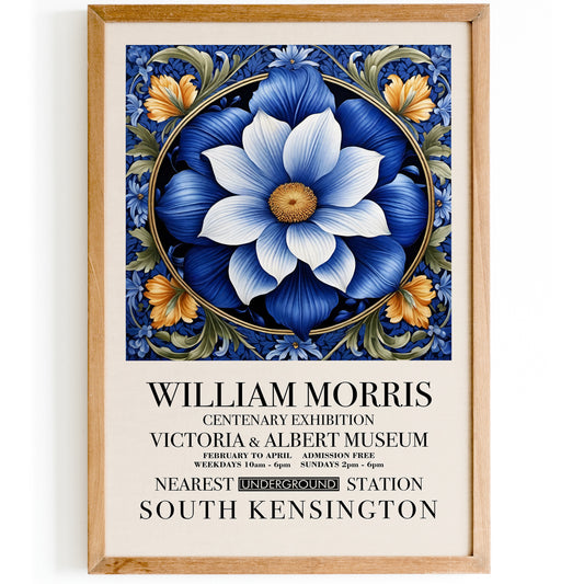 Blue Vintage Flower W. Morris Poster