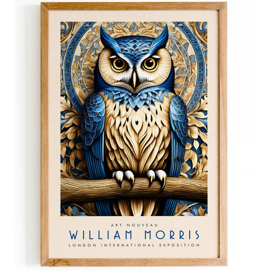 William Morris Owl Poster: Art Nouveau Botanical