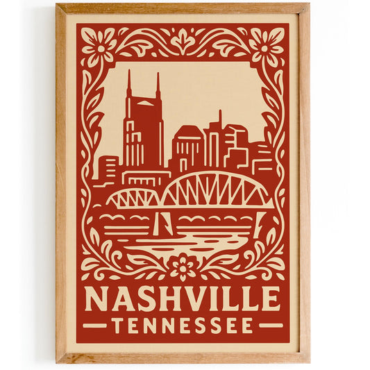Nashville Tennessee Poster - Travel Cityscape Wall Art