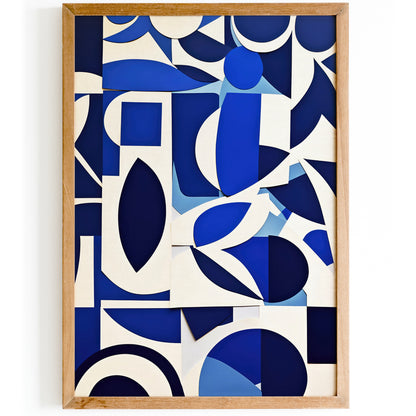 Blue Indigo Shapes Abstract Wall Art