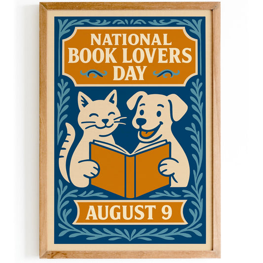 National Book Lovers Day Poster - Blue Literary Art Print