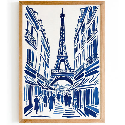 Paris, France Blue Ink Painting Print 2024