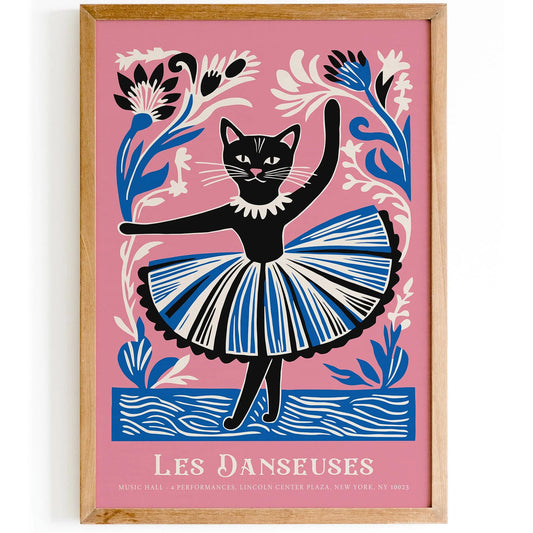 Cat Ballerina Wall Art Print