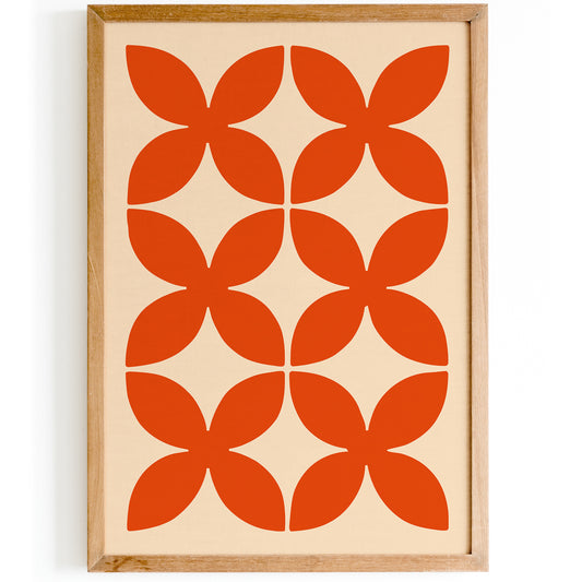 Retro Vibrant Red Abstract Shape Poster
