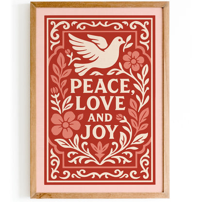 Peace Love Joy Poster - Inspirational Quote Wall Art