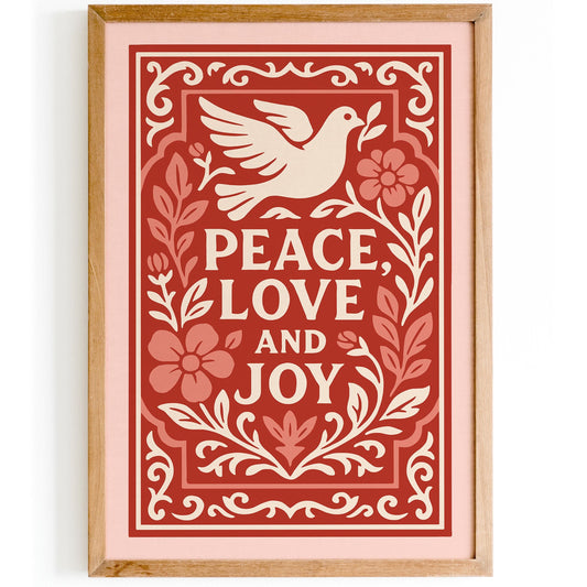 Peace Love Joy Poster - Inspirational Quote Wall Art