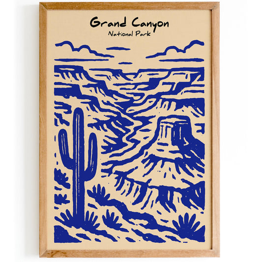 Grand Canyon National Park - Blue Landscape Wall Art Print