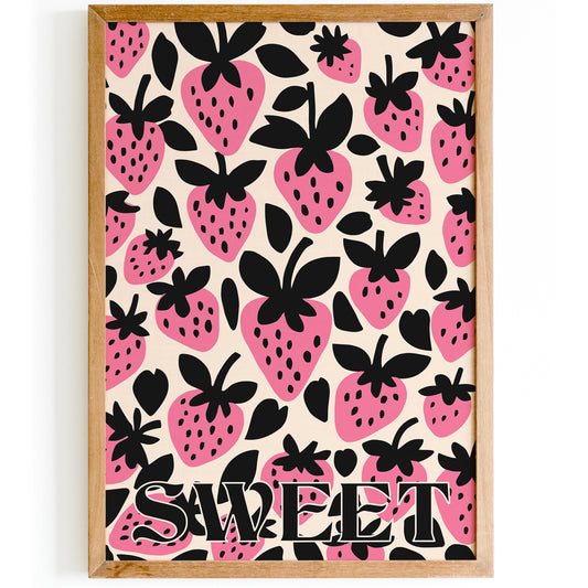 Sweet Pink Strawberry Pop Art Poster