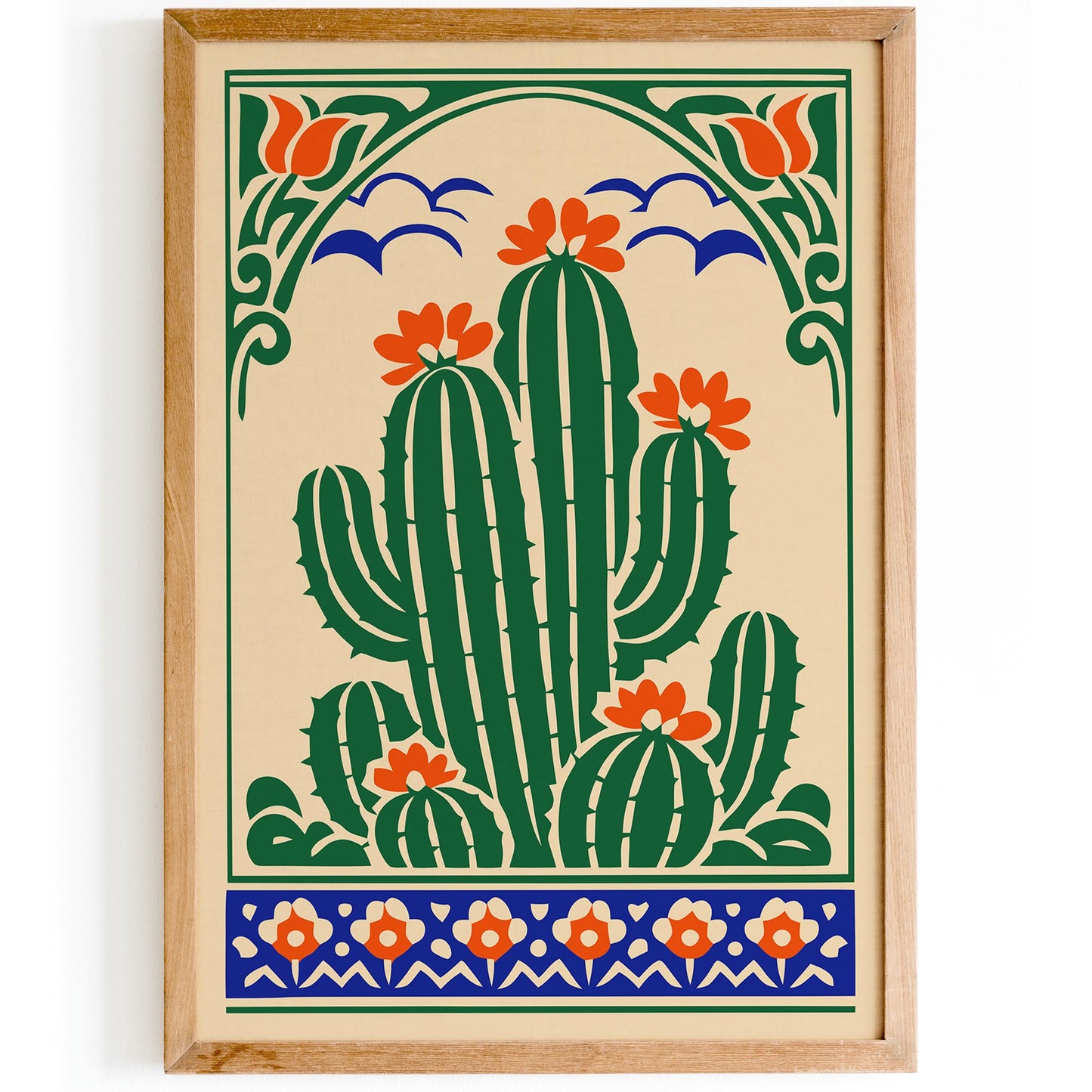 Folk Cacti Plant Wall Art Print