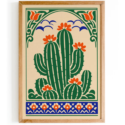 Folk Cacti Plant Wall Art Print