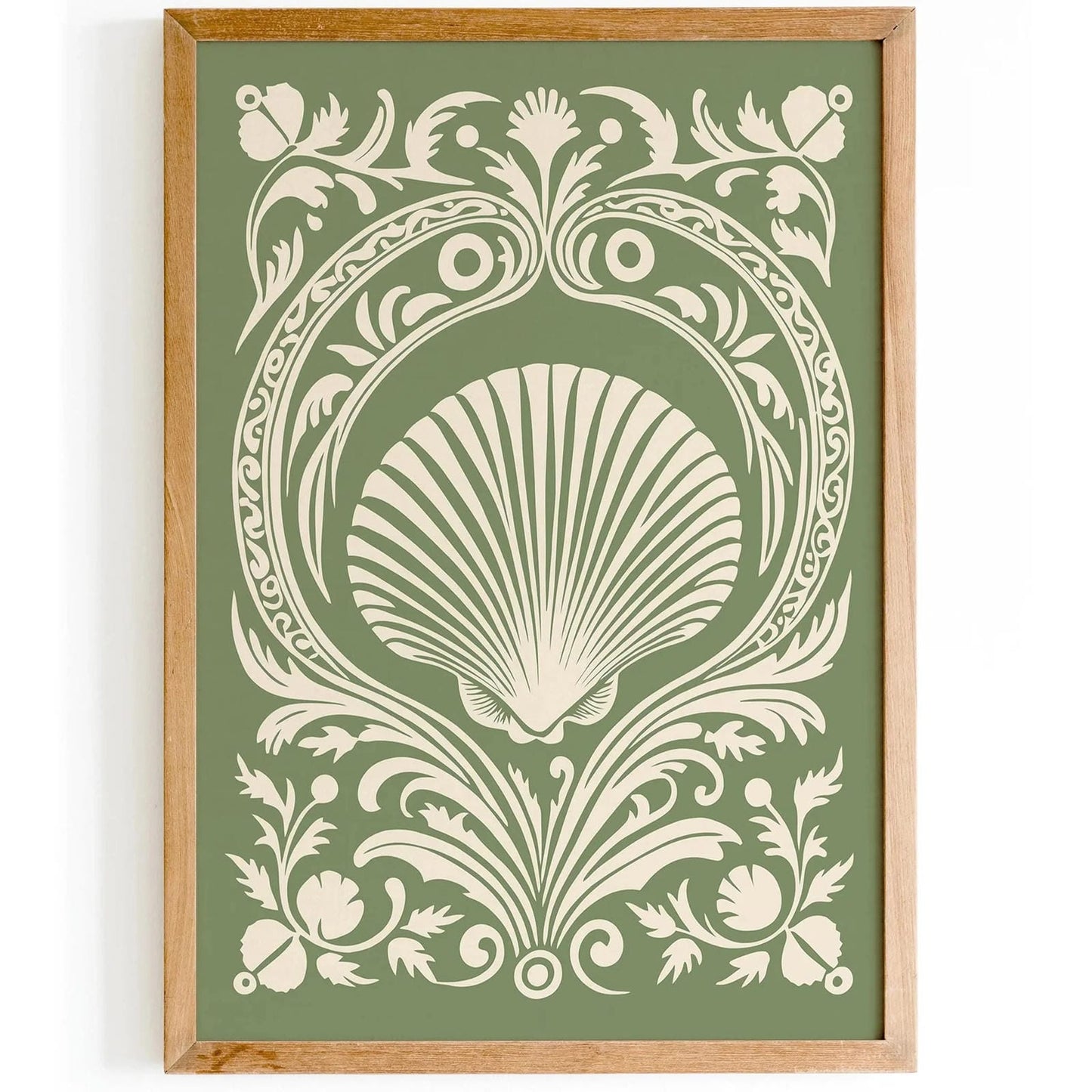 Greem Rococo Seashell Elegant Poster