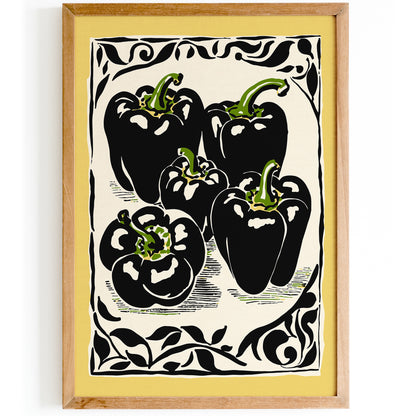 Black Peppers Kitchen Vintage Poster