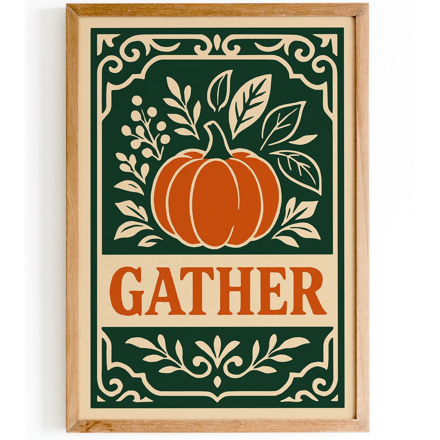 Gather Quote Art Print - Pumpkin Poster in Rococo Style