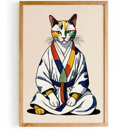 Japanese Dojo Cat Poster Print