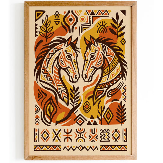 Afrohemian Horse Portrait Art Poster