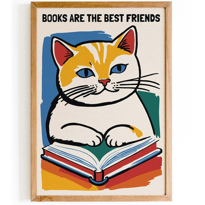 Books & Cats Wall Art Print