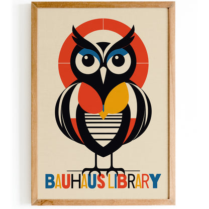 Bauhaus Library Geometric Owl Poster