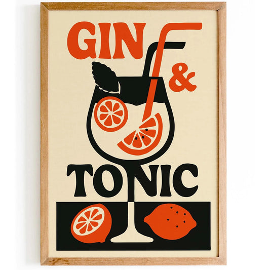 Gin & Tonic Cocktail Poster Print