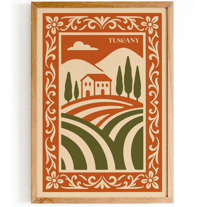 Tuscany Landscape Poster - Italy Travel Wall Art Print