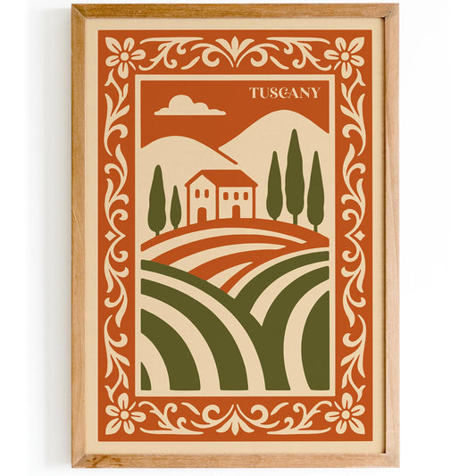 Tuscany Landscape Poster - Italy Travel Wall Art Print