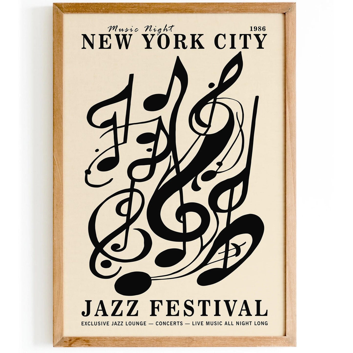 Jazz Festival NYC Poster – Music Night Vintage Wall Art